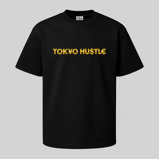 TOK¥O HU$TL€ Classic Black Tee ( BLK & GOLD LOGO )