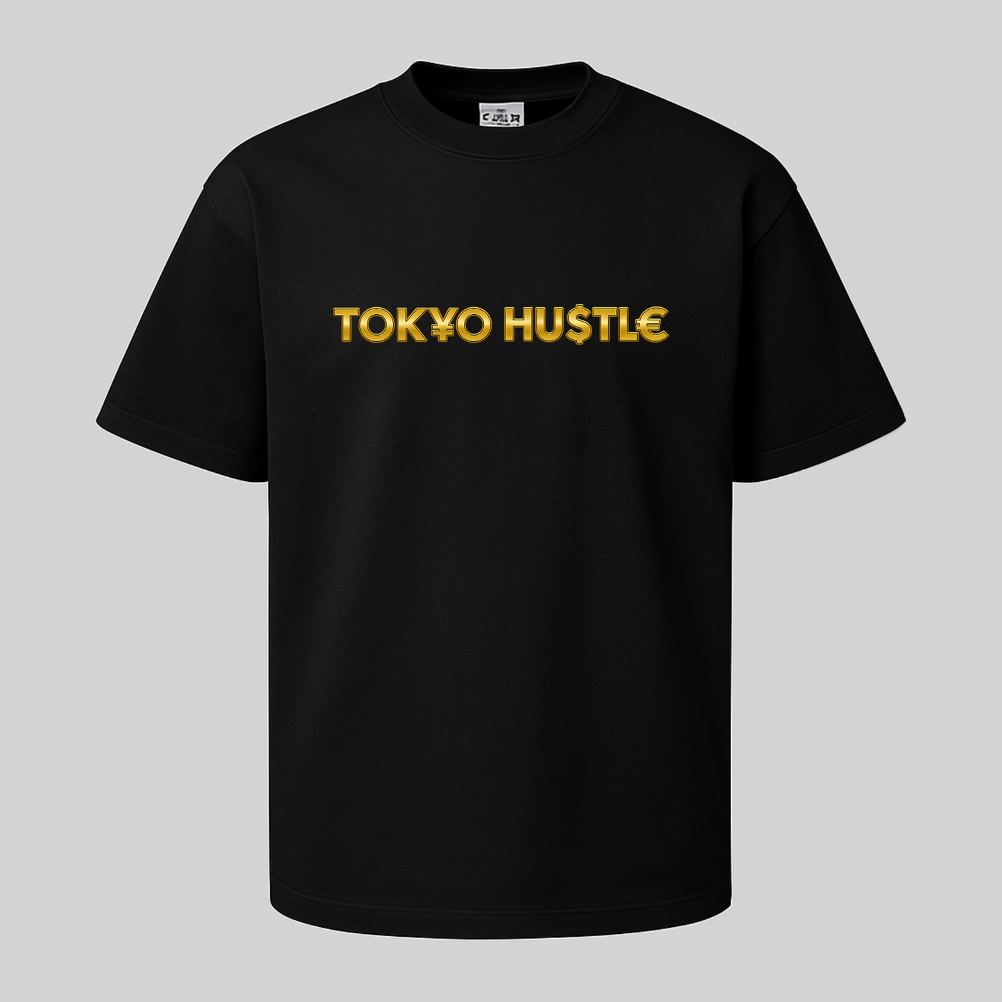 TOK¥O HU$TL€ Classic Black Tee ( BLK & GOLD LOGO )